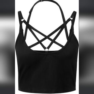 Killstar Black Strappy Crop Bralette with Crisscross Back